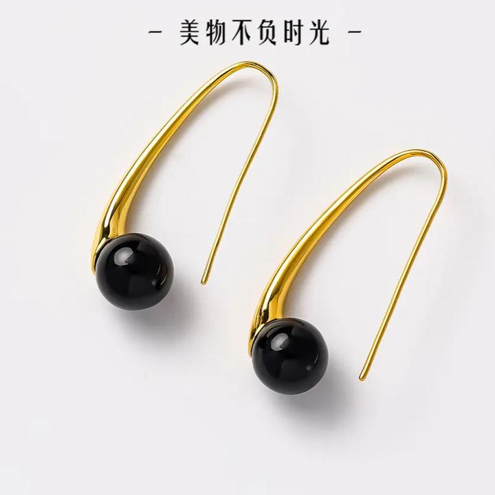 铜合金耳饰 欧美轻奢INS风长水滴耳钩简约复古优雅设计耳饰 耳钉