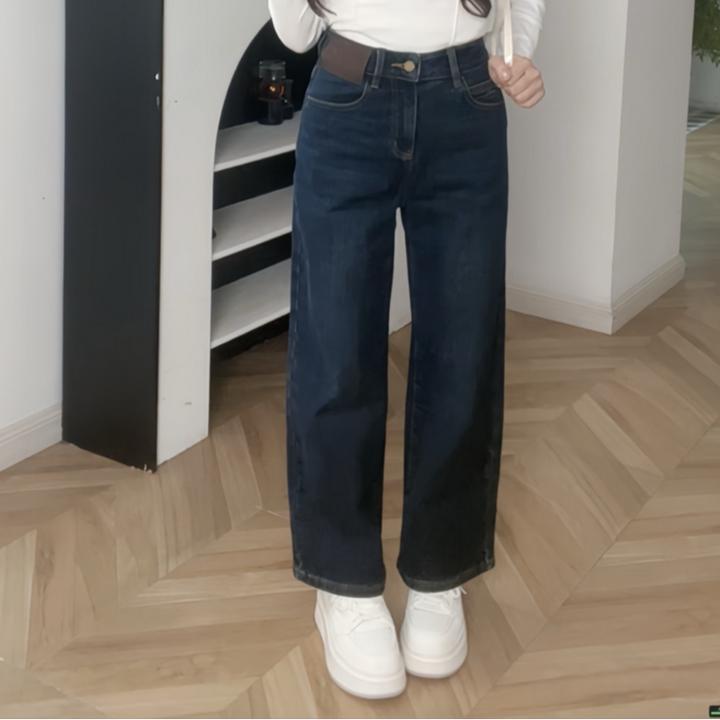 IEF/爱依服【小个子】2025新款冬季韩版休闲显瘦加绒牛仔阔腿裤