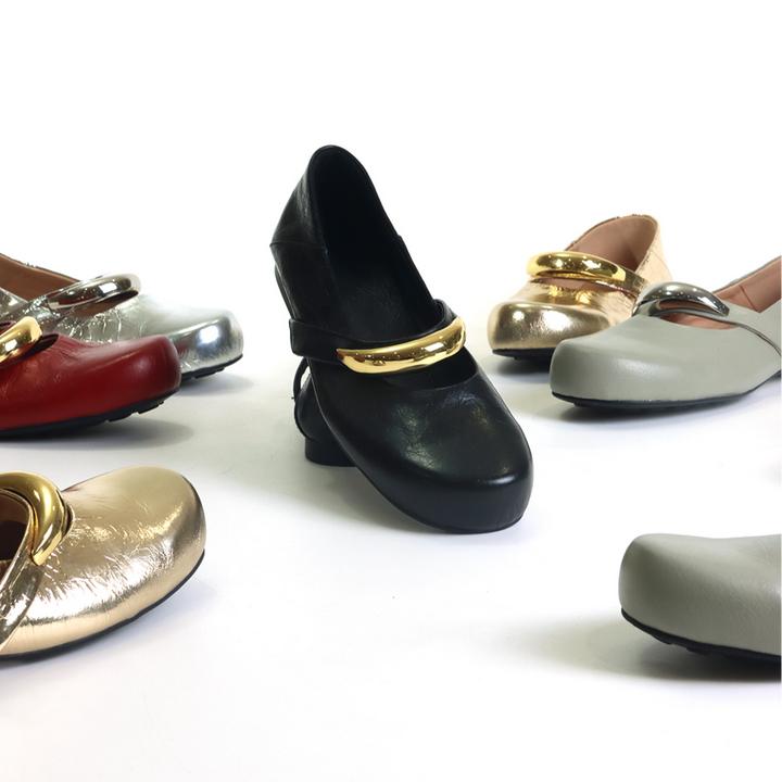 牛皮圆头小众一字带金属平底复古气质百搭单鞋玛丽珍女鞋XC3195-1