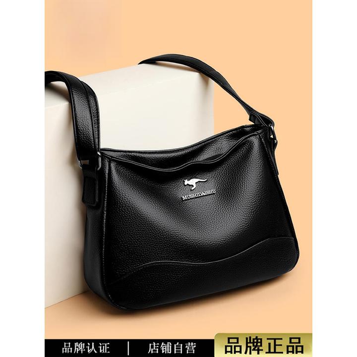 袋鼠真皮女包2025新款大气时尚简约大容量中老年妈妈包单肩斜挎包