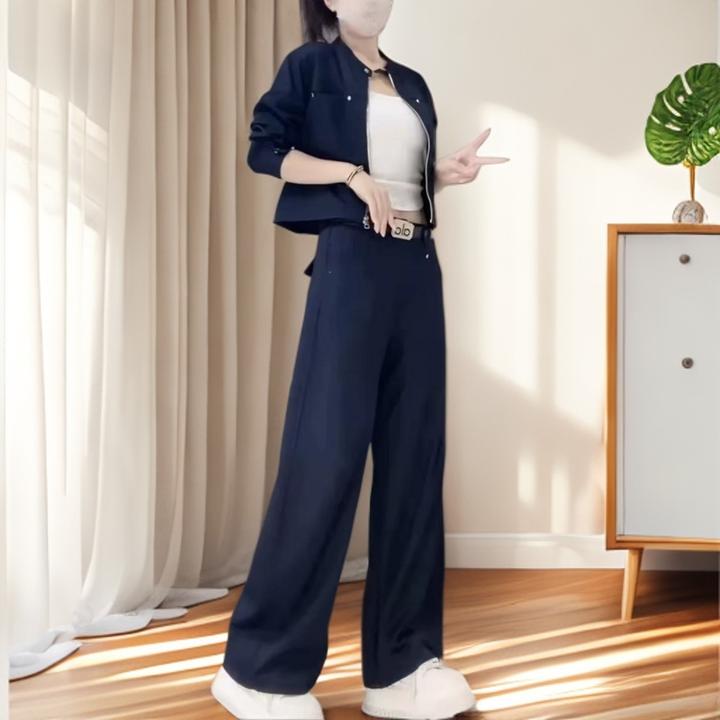 2025秋季新款运动工装套装显瘦时尚休闲百搭高腰阔腿洋气减龄