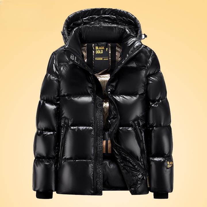 利尼科比利冬季黑金羽绒服亮面外套超厚极寒保暖面包服宽松潮流男