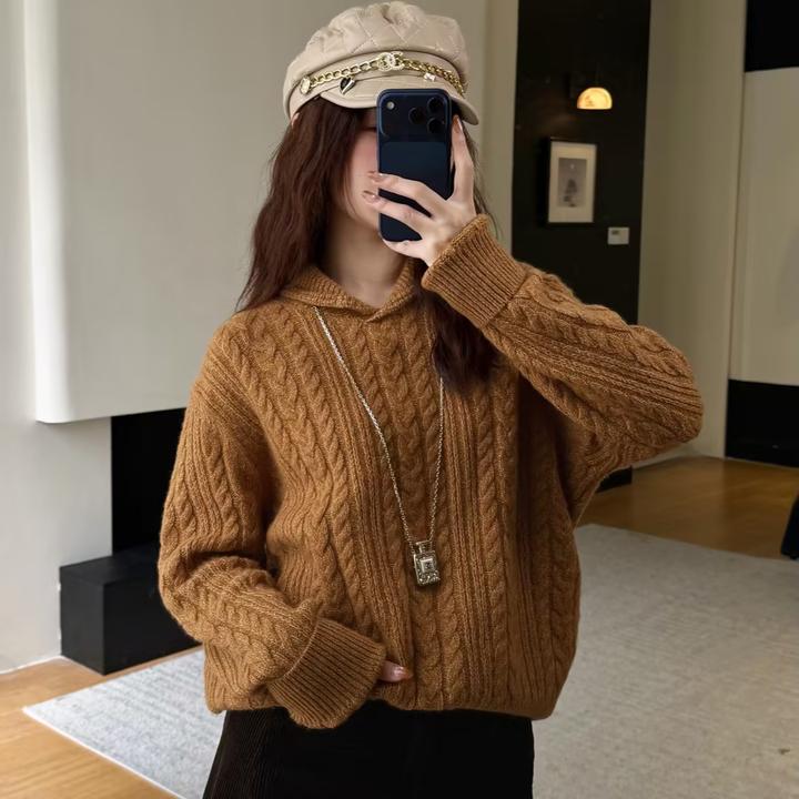 HELA AOMI “枫糖绞花毛衣”绵羊毛75.6%+山羊绒针织衫CY5CC33440