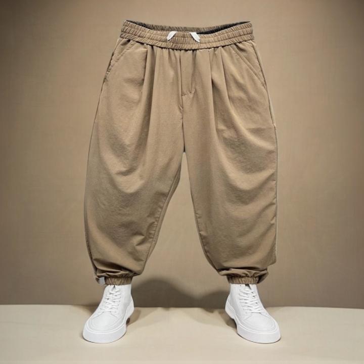 大码300斤束脚宽松哈伦裤简约休闲裤加大男装薄款速干运动裤子ins