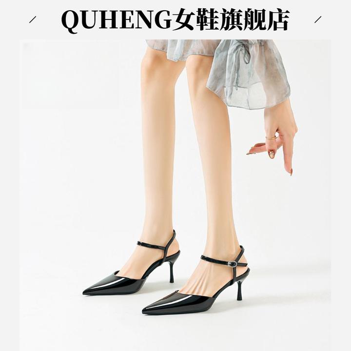 性感尖头高跟鞋女细跟2025春夏新款气质百搭一字扣浅口单鞋不累脚