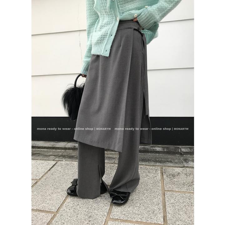 【Mona张绮贤】MONA 假两件设计感 中腰裙裤女 O123K11399