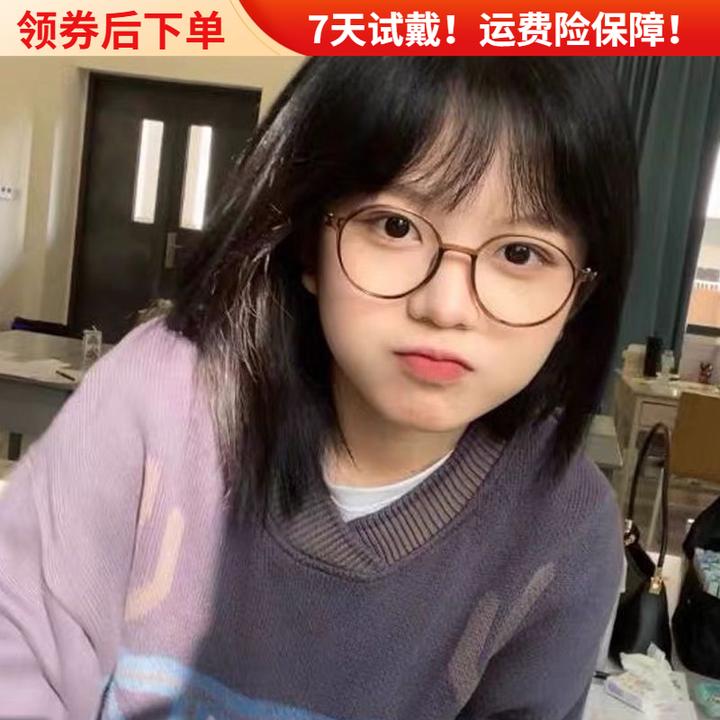 超轻韩系冷茶色近视眼镜圆框可配度数散光素颜神器小框眼镜框架女