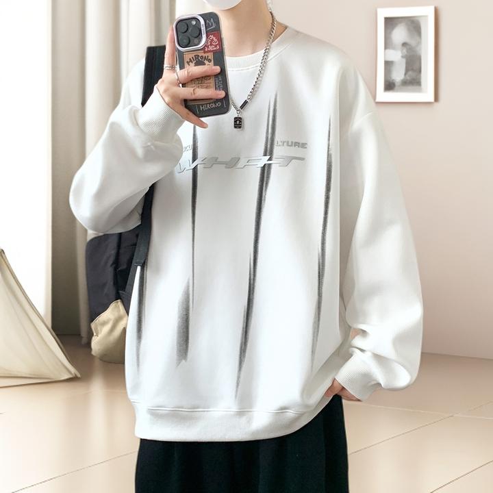 圆领休闲卫衣长袖T恤春秋季新款学生外套潮流帅气打底衫宽松休闲