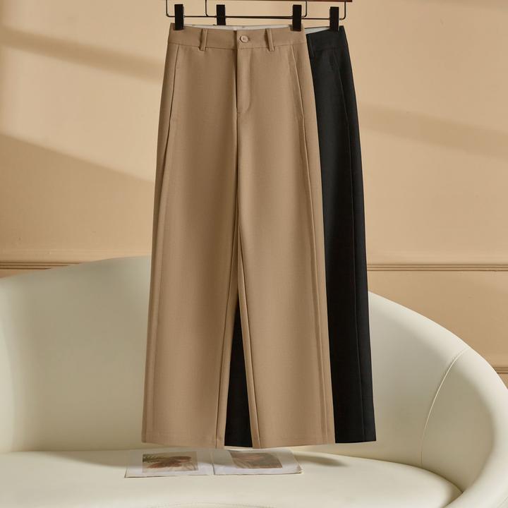 绵羊毛直筒西装裤女春季2025新款高腰宽松显瘦垂感窄版阔腿休闲裤