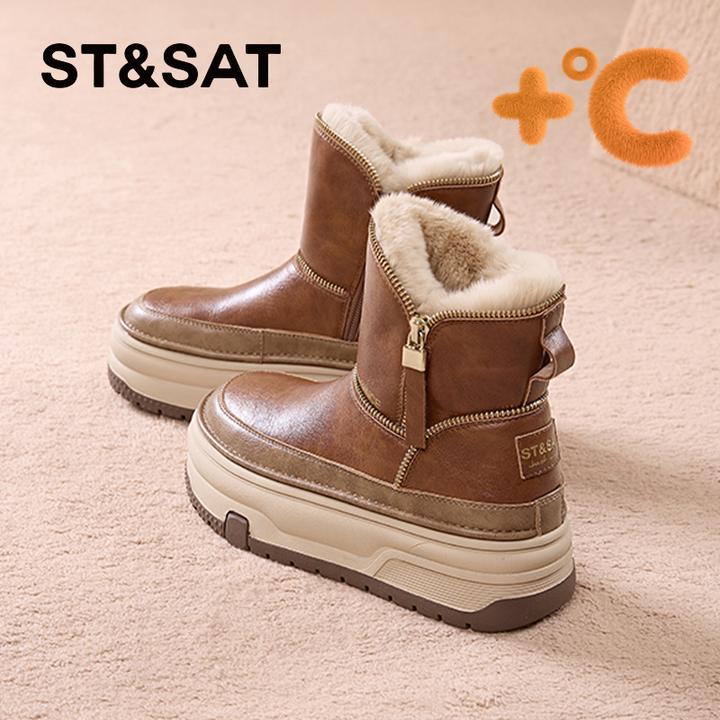 星期六加绒加厚雪地靴女2025秋冬新款保暖经典短筒棉靴百搭高帮鞋