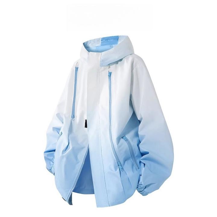 2025年春秋季新款渐变色情侣冲锋衣外套男女户外休闲连帽登山夹克