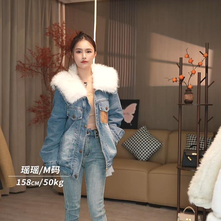 【瑶瑶专属】8626【衣长68】加绒牛仔外套女2025新款冬加厚保暖冬季