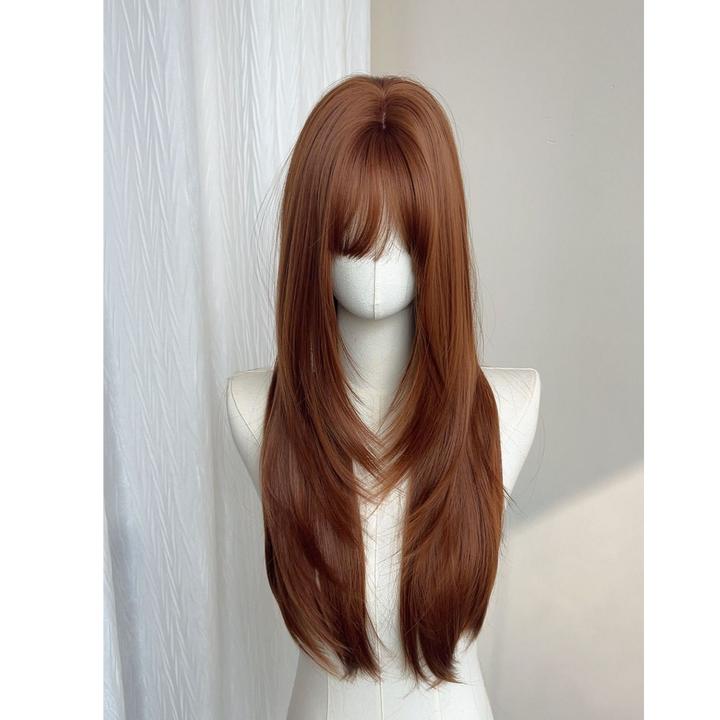 【南瓜贝贝】水舞沙夏日氛围感假发高层次橘棕色韩系多巴胺仿真人发