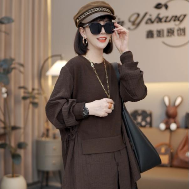 XX&【韩版假两件抽绳针织衫】XX703#2025秋季时尚百搭抽绳针织衫