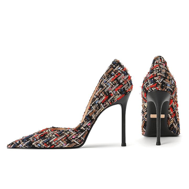 2025年新款V口高跟鞋女鞋气质单鞋时尚细跟尖头轻奢性感百搭单鞋