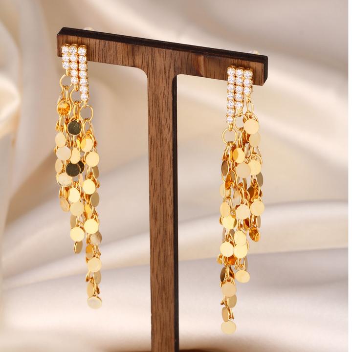 【KEFAN珂梵】欧美风金色长流苏日韩耳环时尚轻奢长款气质耳饰