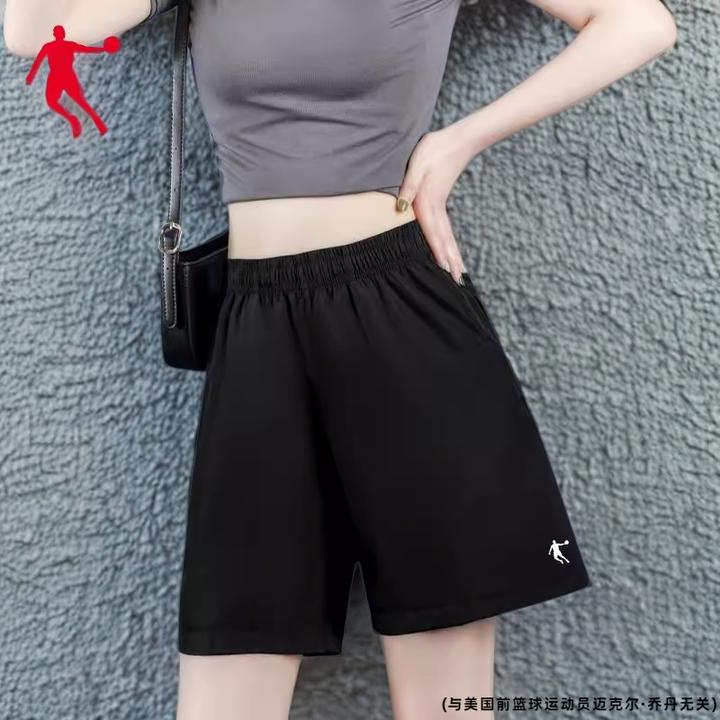 中国乔丹运动短裤健身弹力运动裤女士速干夏季速干五分裤女宽松