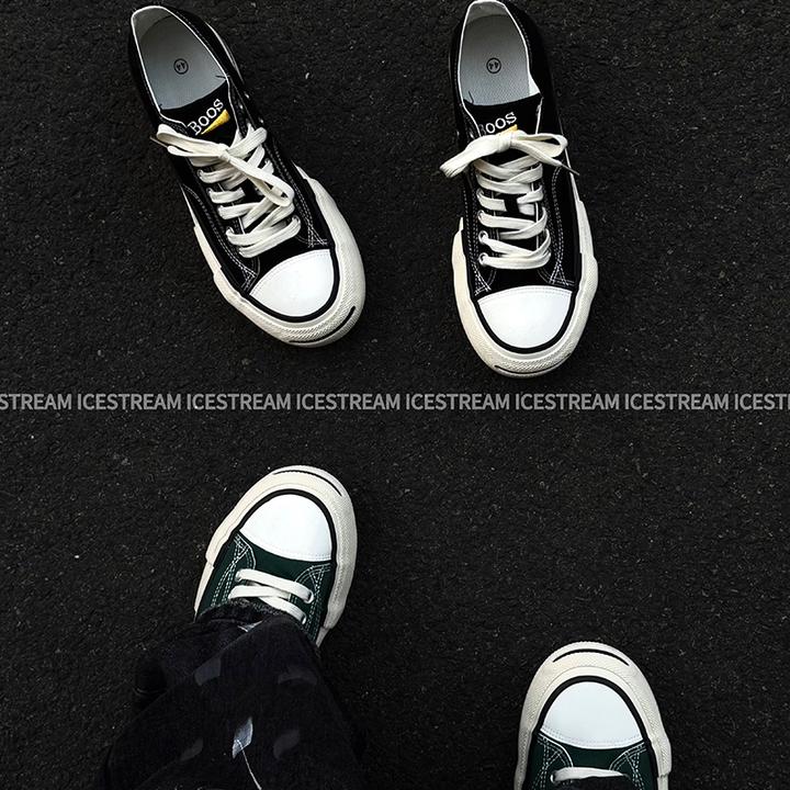 IceSTream 夏季季新款硫化帆布鞋小众开口笑低帮百搭厚底休闲鞋