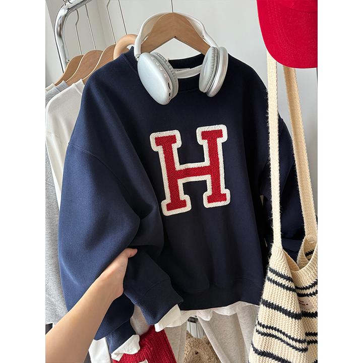秋冬季新款宽松显瘦刺绣卫衣外套大码胖mm设计感小众遮肚子上衣服