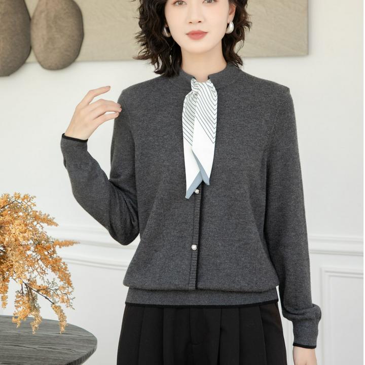 韩衣奇迹套头款衬衫袖女日式长袖毛针织衫纯色毛衣打底轻奢羊毛衫