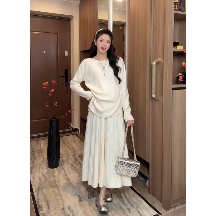 韩版孕妇装时尚显瘦加厚孕妇两件套抽绳上衣百折半身裙套装