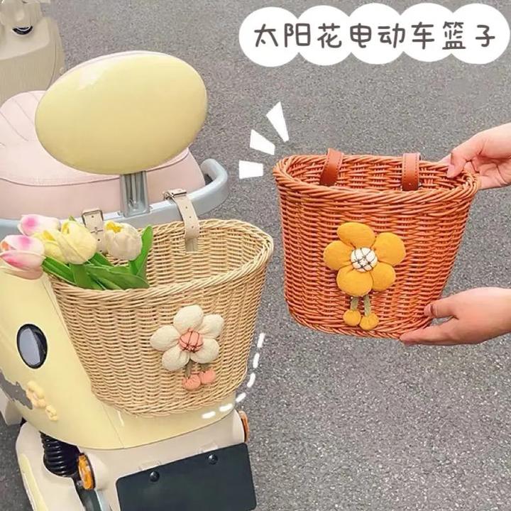 电动车前置挂物兜编织车筐篮电瓶车自行车通用买菜篮收纳筐子神器