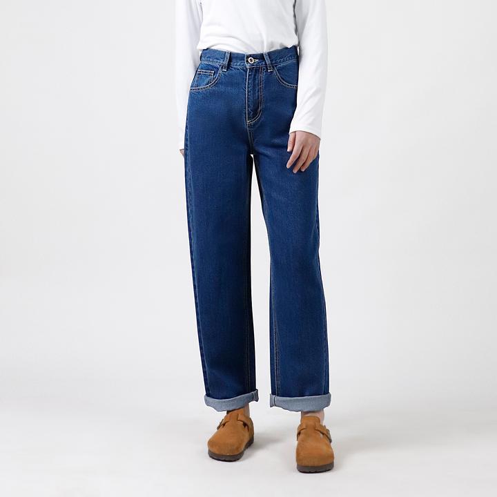 2025年春季女士水洗时尚复古百搭高腰宽松直筒牛仔裤LJ794W