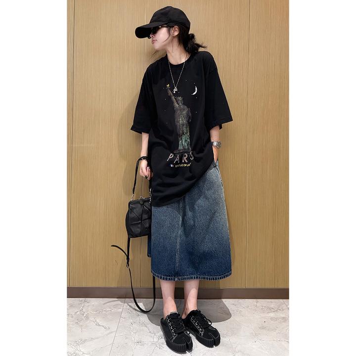 LA CALLA吉拉水洗复古牛仔半裙OY-AH6903