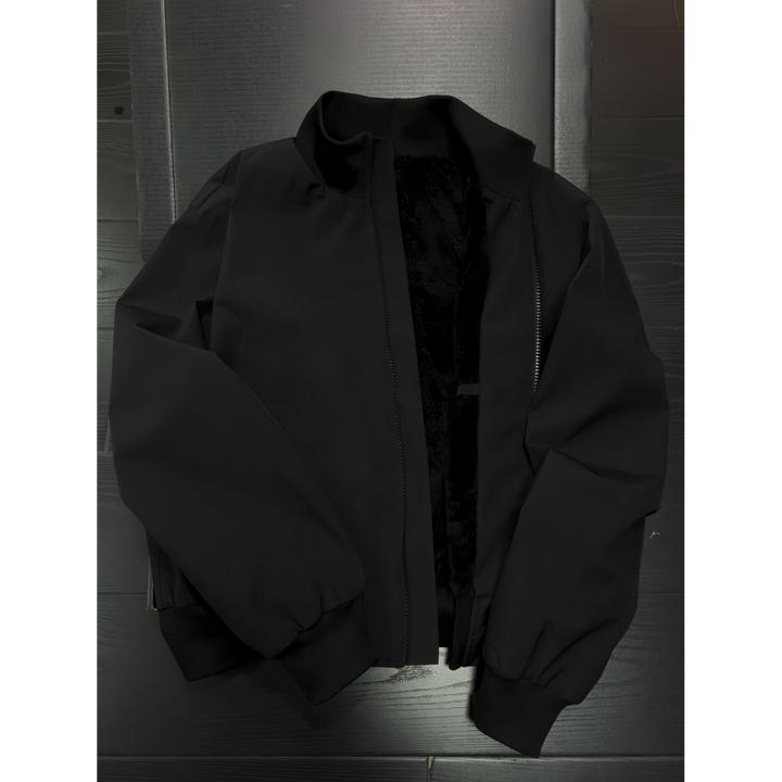 cleanfit短款加绒外套男秋季高街百搭立领复古潮流美式飞行员夹克