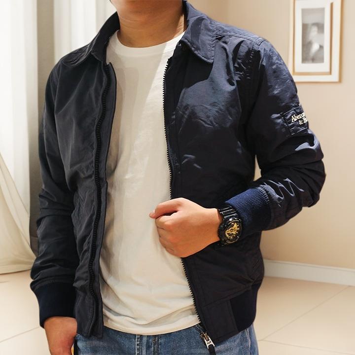 欧货修身拉链高端商务工装外衣翻领休闲防风男士男生夹克衫上衣