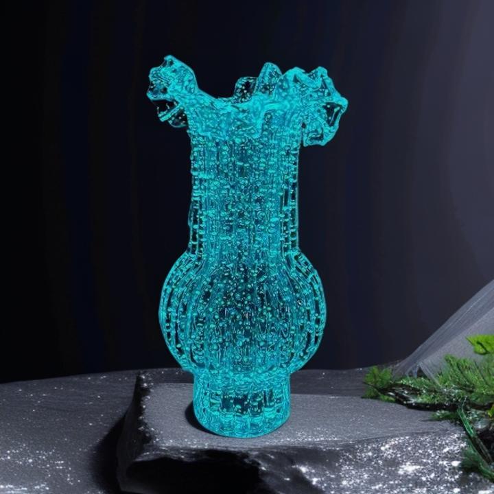 【花伴水】夜光百褶裙花瓶简约轻奢透明玻璃花瓶摆件