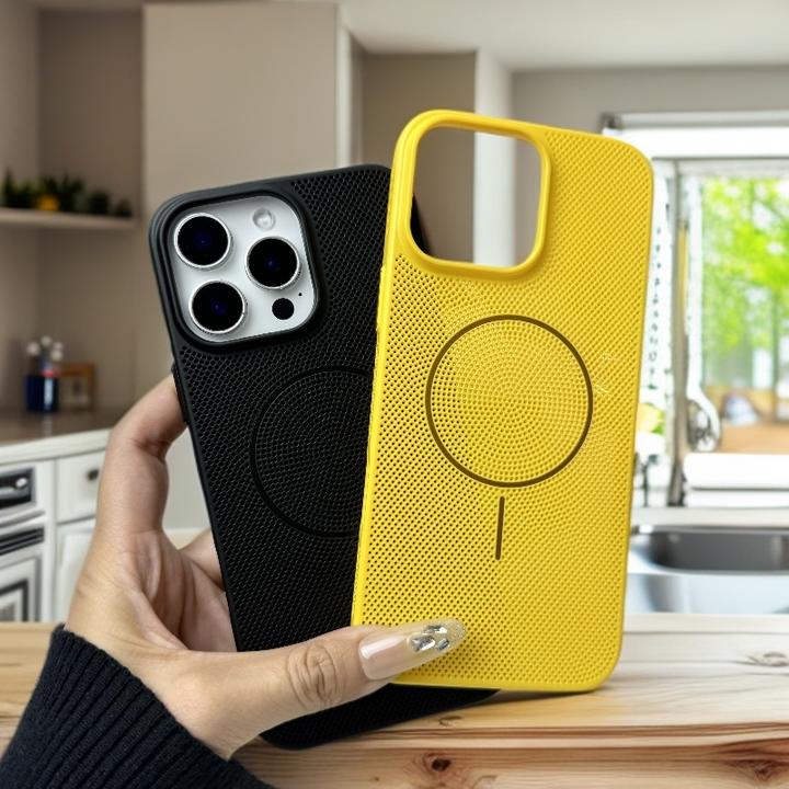 夏季新款适用苹果16promax蜂窝磁吸15网孔透气散热防指纹14手机壳