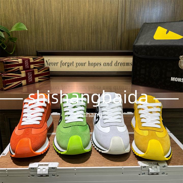 【皮鞋码】春夏新款洋气系带皮布拼接舒适多巴胺颜色低帮男款休闲鞋