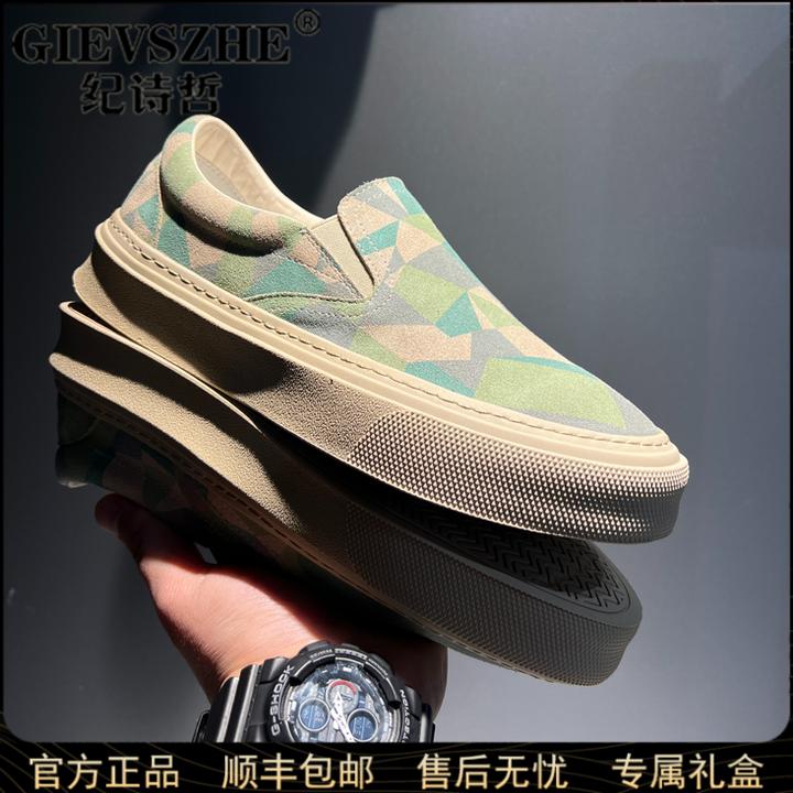 纪诗哲潮牌男鞋新款低帮一脚蹬休闲板鞋透气帆布明星同款网红鞋子