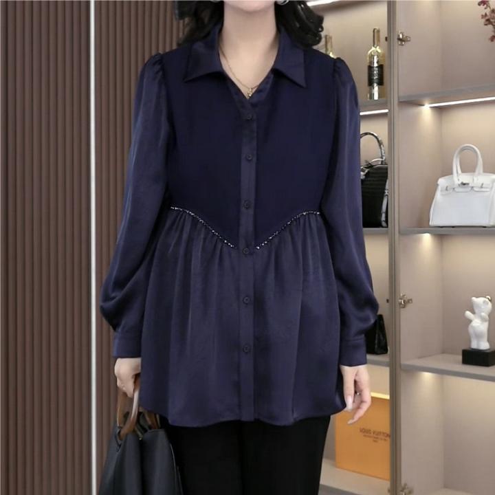 大码女装秋季新款显瘦拼接百搭遮肉简约大方上衣ZSX25A0220