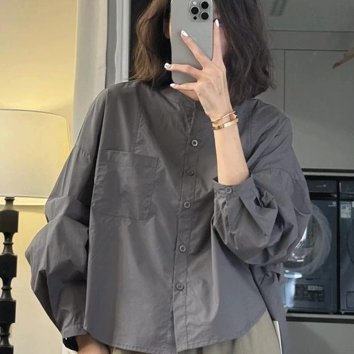 ER.XI N纯棉长袖衬衫秋慵懒风落肩袖气质百搭显瘦小个子上衣9980