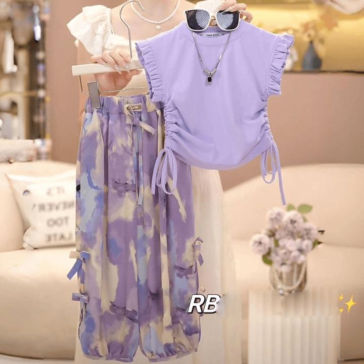 童装女童夏季新款无袖背心显瘦裤子套装中大童女宝两件套