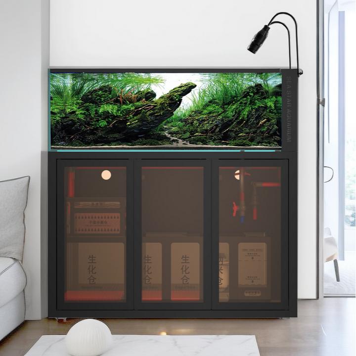 赫希超白底滤侧溢流水族箱南美客厅水草玻璃免换水溪流缸生态屏风