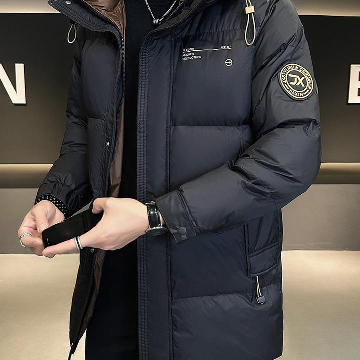 羽绒服男冬季外套2025新款潮牌中长款连帽高端帅气保暖加厚冬装男