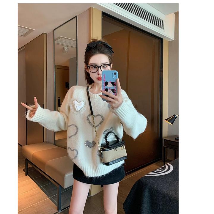 秋冬超好看红色中长款连帽毛衣女款2025新款冬季慵懒风宽松针织衫