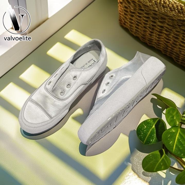 VALVOELITE小众绸缎小白鞋女两穿一脚蹬新款平底休闲舒适孕妇鞋