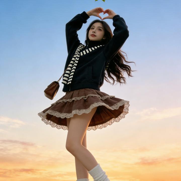 特大码韩系个性条纹披肩开衫立领卫衣男女2025款情侣百搭休闲外套