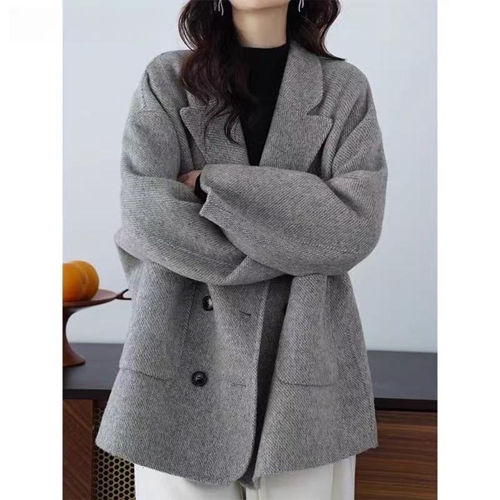 秋冬韩版新款时尚百搭中长款双面羊毛大衣f1928 J6387