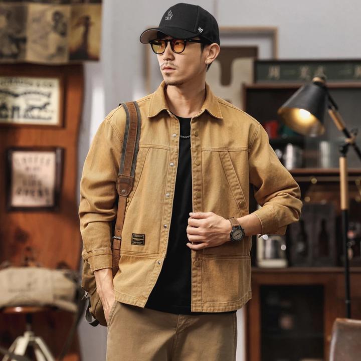 25SS古着Vintage纯棉美式复古工装夹克衬衫长袖休闲男装衬衣外套
