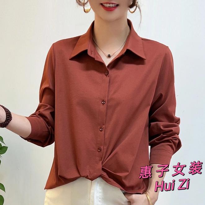 春季长袖衬衫女气质翻领简约纯色法式设计感捏褶显瘦短款洋气上衣