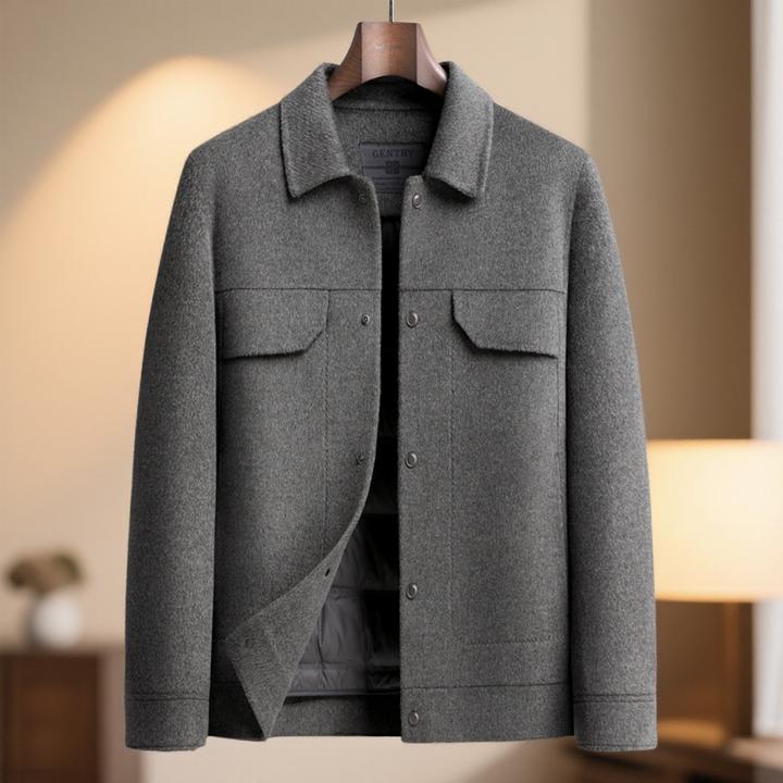 男士双面呢保暖加厚男装内胆翻外套防风夹克中年大衣男款冬季