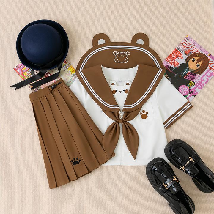 【42cm棕色小熊来信】十一封信JK原创水手服制服短袖萌软可爱套装