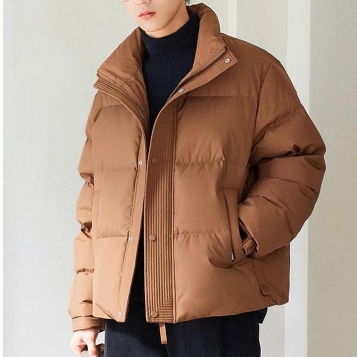 立领休闲男士国标羽绒服加厚夹克新款秋冬季男装轻薄面包服外套潮