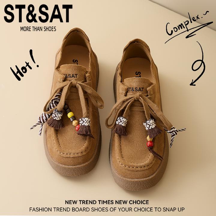 星期六厚底勃肯鞋女2025新款秋季女鞋子女复古软底全包博肯袋鼠鞋