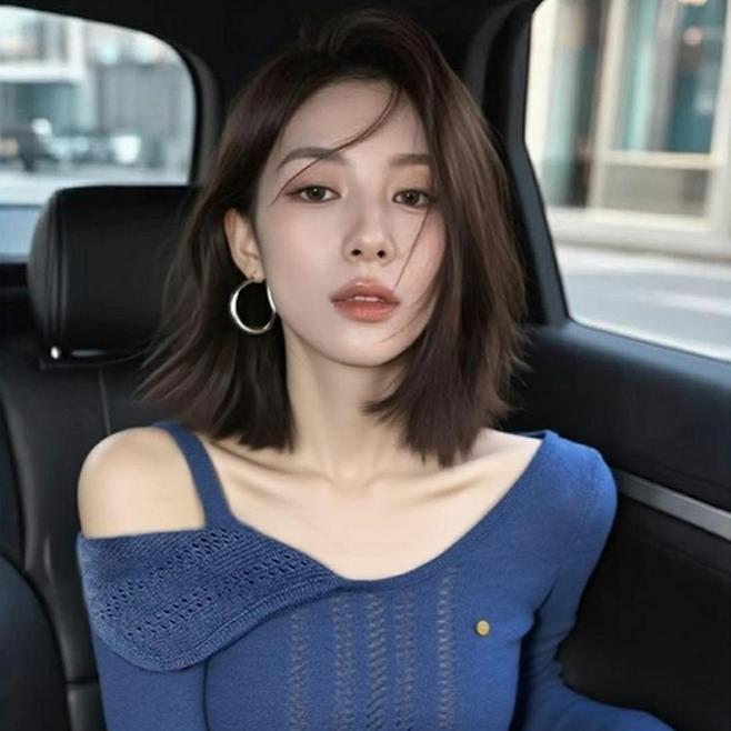 秋季高级感超好看小众不撞款软糯慵懒风减龄独特别致蓝色针织衫女